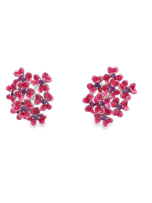 Orecchini Clover Ametista con pietre rosa perlate smaltate. GOCCIAZZURRA JEWELS | ORCLOVERRODIOROSA
